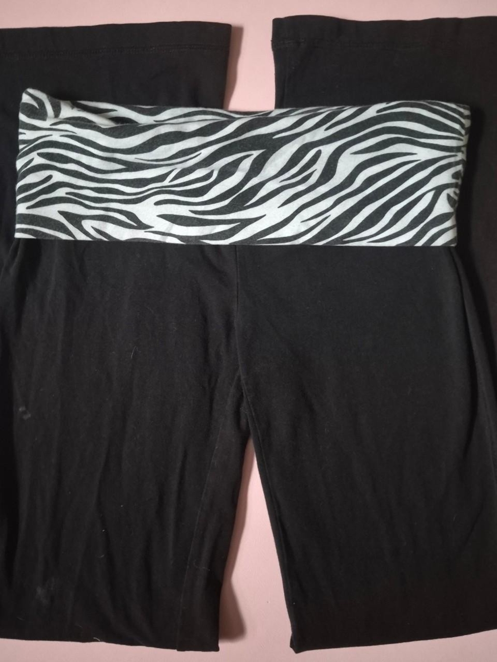 Lowrise Black Yoga Shorts with Zebra Print Waistband